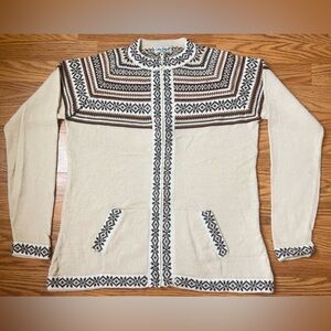 Women's Cream and Brown Cardigan
Alpaca Sweater - Made in Peru